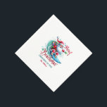 Merry Beachmas Santa Surfing Retro Design Napkin<br><div class="desc">Merry Beachmas,  Santa surfin',  colourful retro typography,  Christmas in July design.</div>