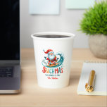 Merry Beachmas Santa Surfing Retro Design Paper Cups<br><div class="desc">Merry Beachmas,  Santa surfin',  colourful retro typography,  Christmas in July design.</div>