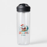 Merry Beachmas Santa Surfing Retro Design Water Bottle<br><div class="desc">Merry Beachmas,  Santa surfin',  colourful retro typography.</div>