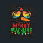 Merry Beachmas Trocal Christmas Hawaii Snowman Bea Fleece Blanket<br><div class="desc">Merry Beachmas Trocal Christmas Hawaii Snowman Beach</div>