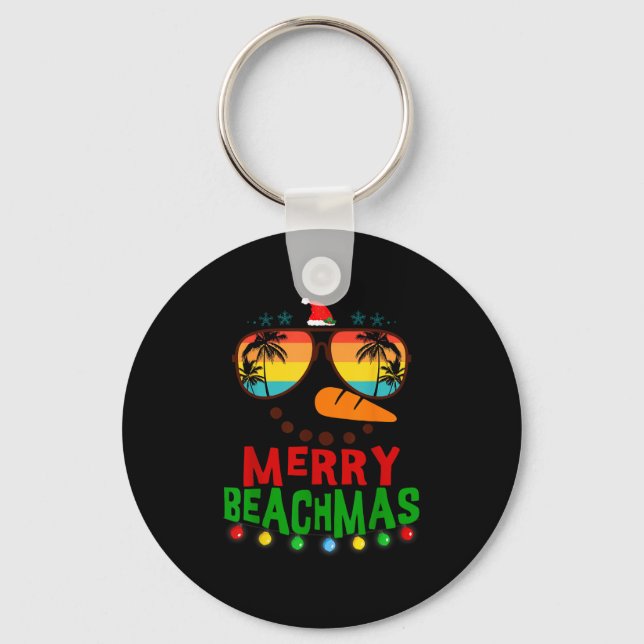Merry Beachmas Trocal Christmas Hawaii Snowman Bea Key Ring (Front)