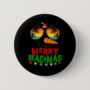 Merry Beachmas Tropical Christmas Hawaii Snowman B 6 Cm Round Badge