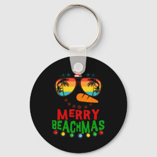 Merry Beachmas Tropical Christmas Hawaii Snowman B Key Ring