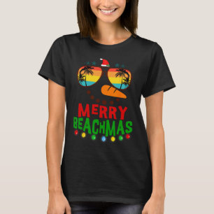 Merry Beachmas Tropical Christmas Hawaii Snowman B T-Shirt