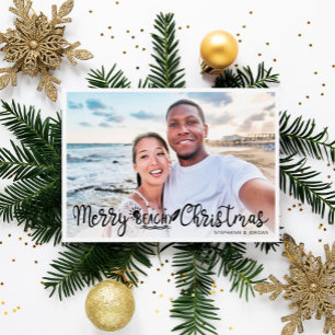Merry Beachy Christmas fun vacation photo  Holiday Card