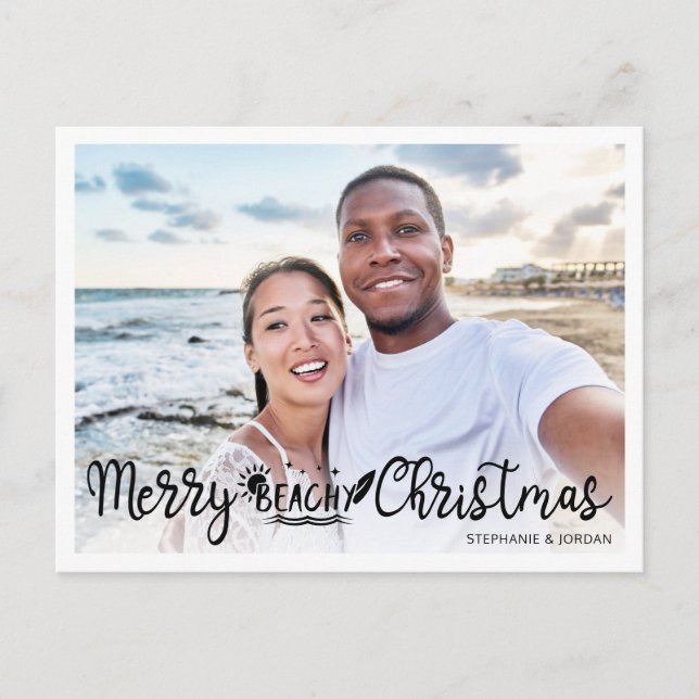 Merry Beachy Christmas fun vacation photo Holiday Postcard (Front)