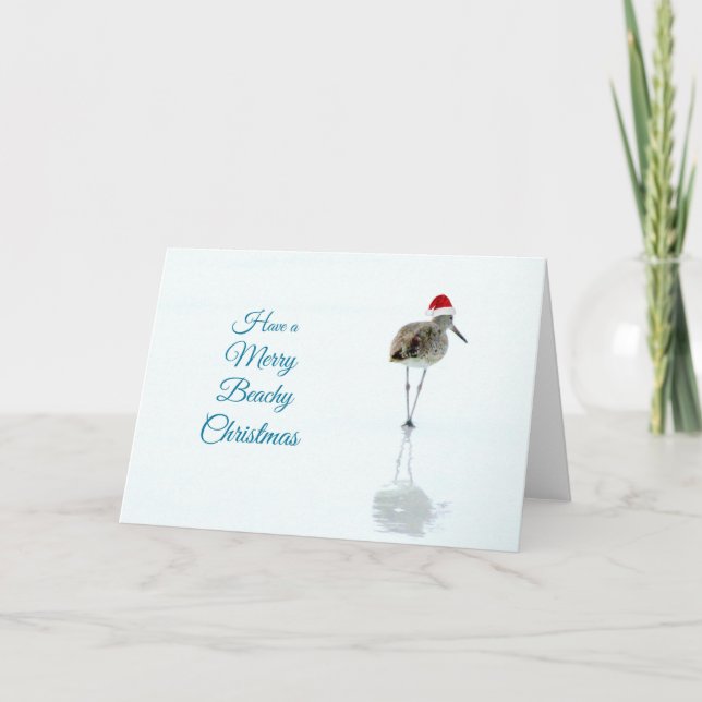 Merry Beachy Sandpiper Christmas Card (Front)