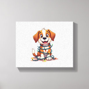 Merry Beagle Lights Canvas Print