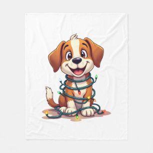Merry Beagle Lights Fleece Blanket