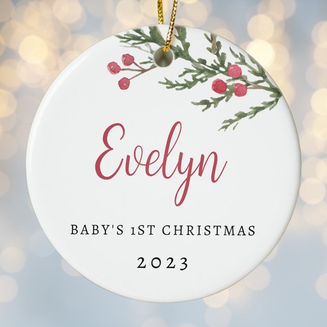 Merry Berries Baby's First Christmas Photo Ceramic Tree Decoration (Creator Uploaded)