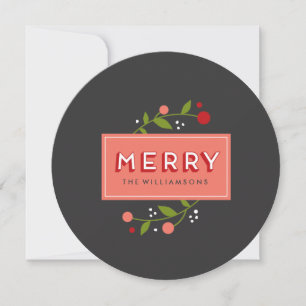 Merry Berries Floral Ornament Holiday Card