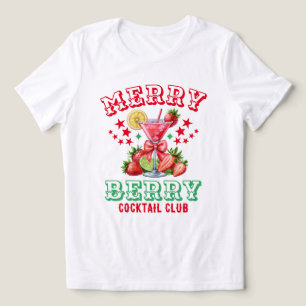 Merry Berry Christmas Strawberry Cocktail Club Tri-Blend Shirt