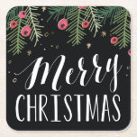 Merry Berry Collection Square Paper Coaster<br><div class="desc">Festive Christmas coasters perfect for parties,  decor and gifts.</div>