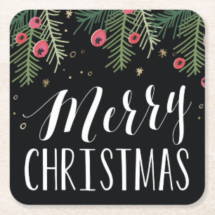 Merry Berry Collection Square Paper Coaster