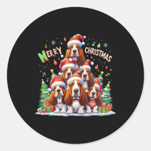 Merry Bet Hound Dogs Christmas Xmas Gifts Christma Classic Round Sticker