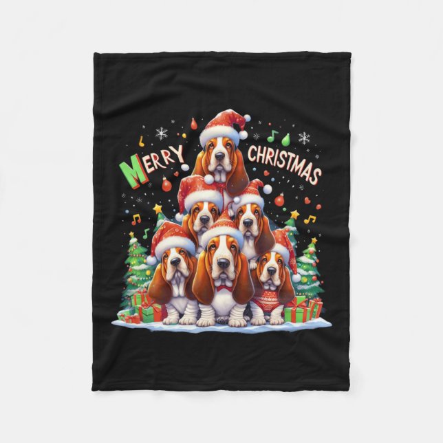 Merry Bet Hound Dogs Christmas Xmas Gifts Christma Fleece Blanket (Front)