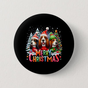 Merry Bet Hound Dogs Funny Christmas Xmas Gifts 6 Cm Round Badge