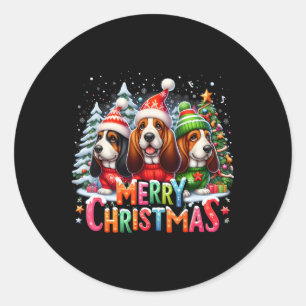 Merry Bet Hound Dogs Funny Christmas Xmas Gifts  Classic Round Sticker