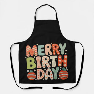Merry Birthday Birth Day Cute Xmas Matching Family Apron