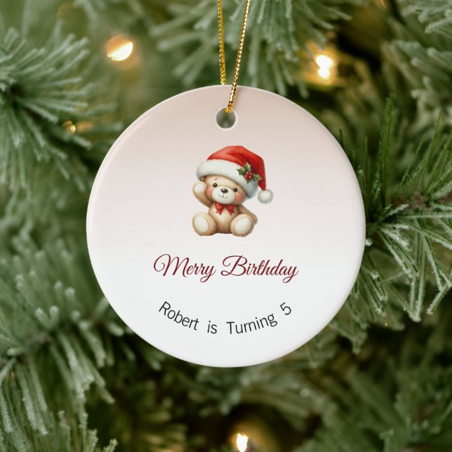 Merry Birthday Ornament, Christmas Birthday Gift Ceramic Tree Decoration (Tree)