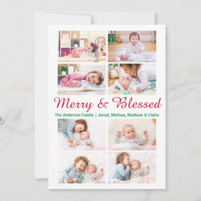 Merry & Blessed 8 Photos - Christmas Card (Front)