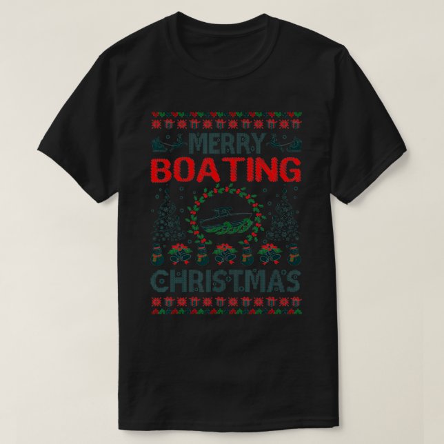 Merry Boating Christmas Ugly Sweater Gift  (Design Front)