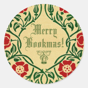 Merry Bookmas (art nouveau) Classic Round Sticker
