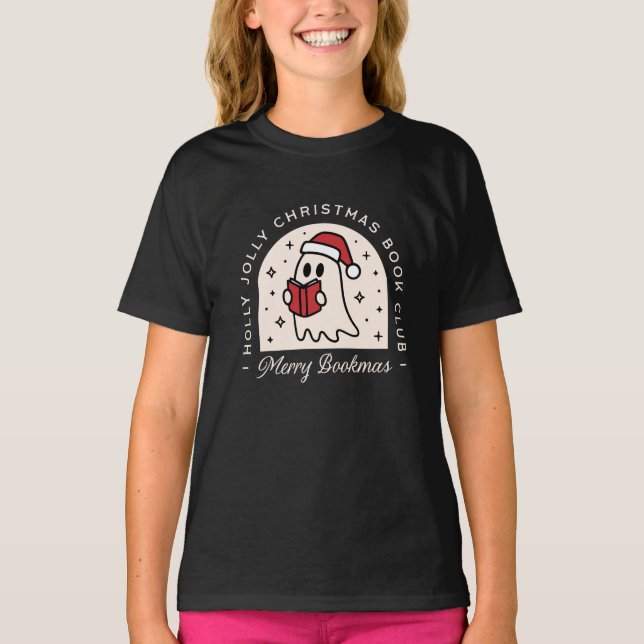 Merry bookmas bookish book lovers Christmas funny T-Shirt (Front)