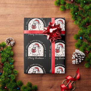 Merry bookmas bookish book lovers funny wrapping paper