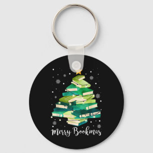 Merry Bookmas Books Pine Tree Fun Reading Lover Ch Key Ring