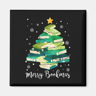 Merry Bookmas Books Pine Tree Fun Reading Lover Ch Magnet