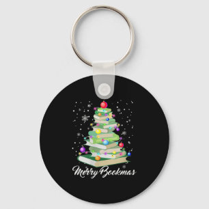 Merry Bookmas Books Pine Tree Funny Reading Lover  Key Ring