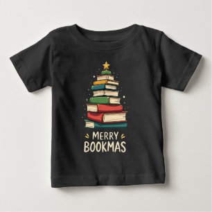Merry Bookmas - Festive Book Stack for Book Lovers Baby T-Shirt