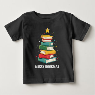 Merry Bookmas - Festive Book Stack for Book Lovers Baby T-Shirt