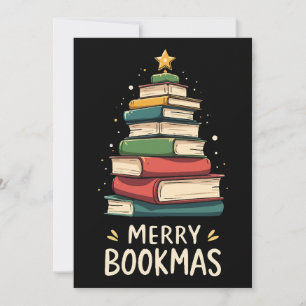 Merry Bookmas - Festive Book Stack for Book Lovers Invitation