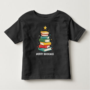 Merry Bookmas - Festive Book Stack for Book Lovers Toddler T-Shirt
