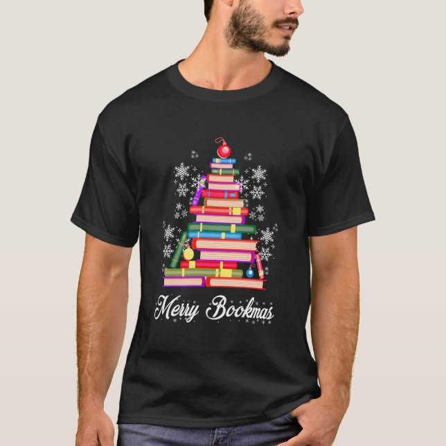 Merry Bookmas For Book Lover T-Shirt (Front)