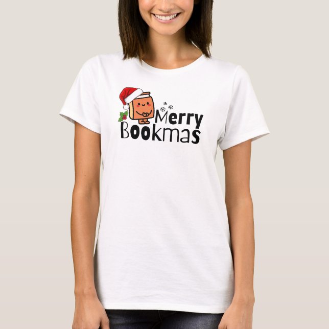 Merry Bookmas Funny Christmas Book Lover Gift  T-Shirt (Front)