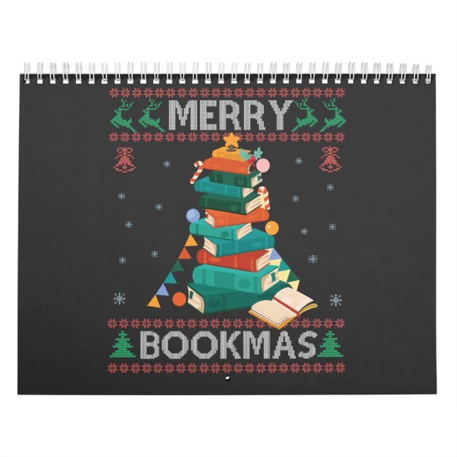 Merry Bookmas Funny Ugly Xmas Sweater Library Gift Calendar (Cover)
