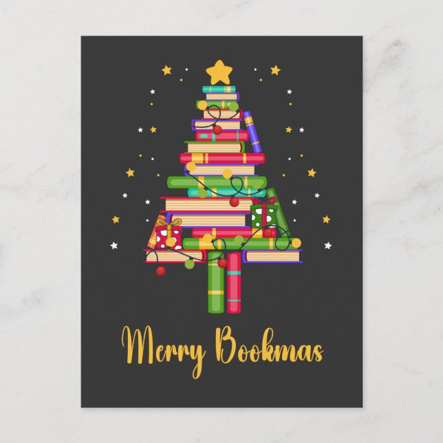 Merry Bookmas Holiday Postcard (Front)