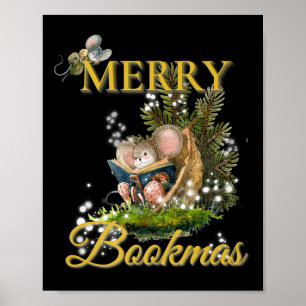 Merry Bookmas' Victorian Christmas Mice Bibliophil Poster