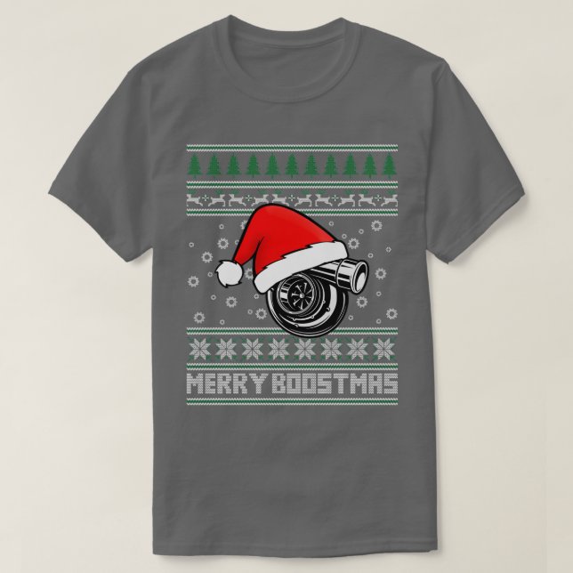 Merry Boostmas Turbo Ugly Christmas  T-Shirt (Design Front)