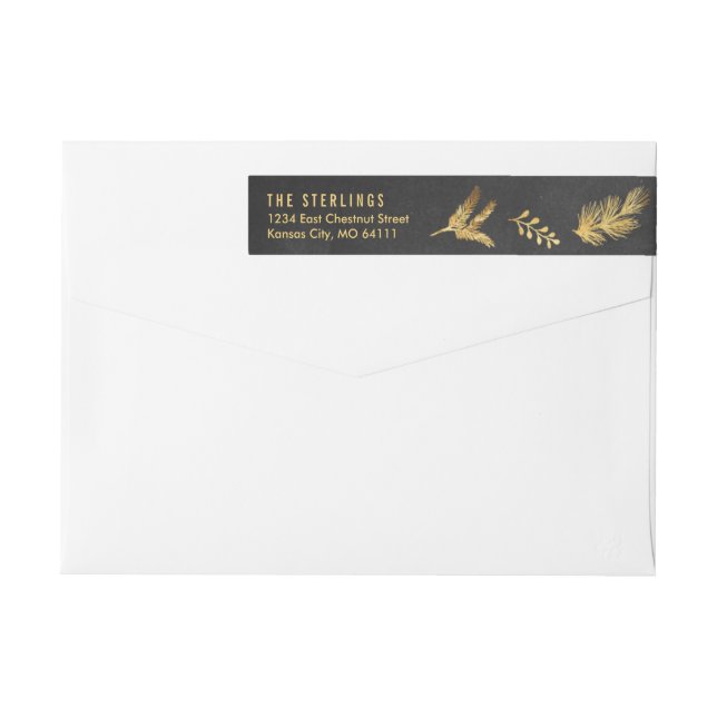 Merry Botanicals Gold Holiday Return Address Label (Back)