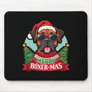 Merry Boxer-mas Cute Boxer Dog Christmas Mouse Pad