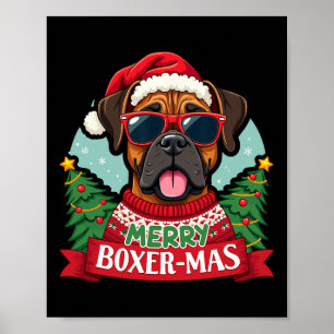 Merry Boxer-mas Cute Boxer Dog Christmas Poster