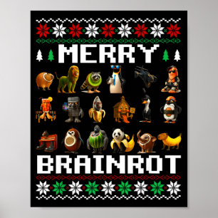 Merry Brainrot Ugly Christmas Sweater Funny Italia Poster