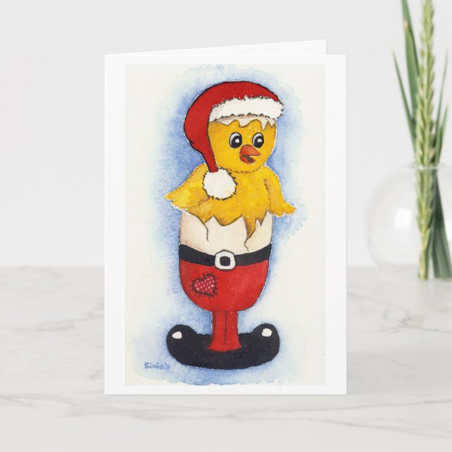 Merry breakfast chick holiday card (Front)