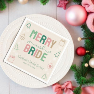 Merry & Bride Christmas Bridal Shower Napkin