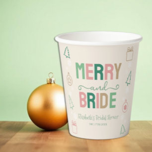 Merry & Bride Christmas Bridal Shower Paper Cups