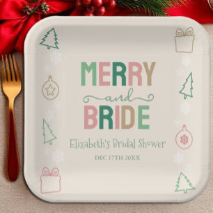 Merry & Bride Christmas Bridal Shower Paper Plate
